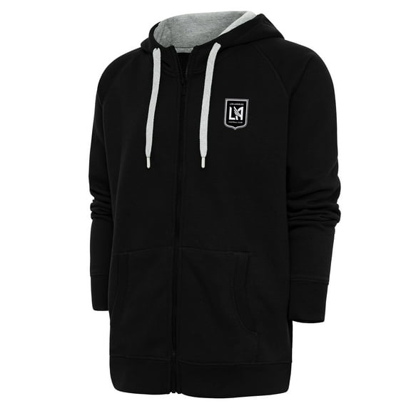 Men's Antigua Black LAFC Brushed Metallic Logo Victory Full-Zip Hoodie