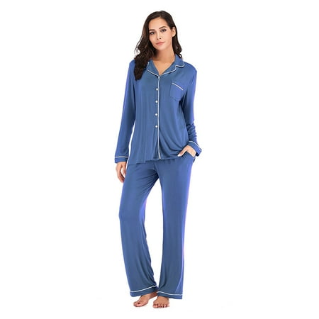 

BESTSPR Womens Pajamas Set Soft Long Sleeve Button Down Sleepwear 2 Piece Pj Set