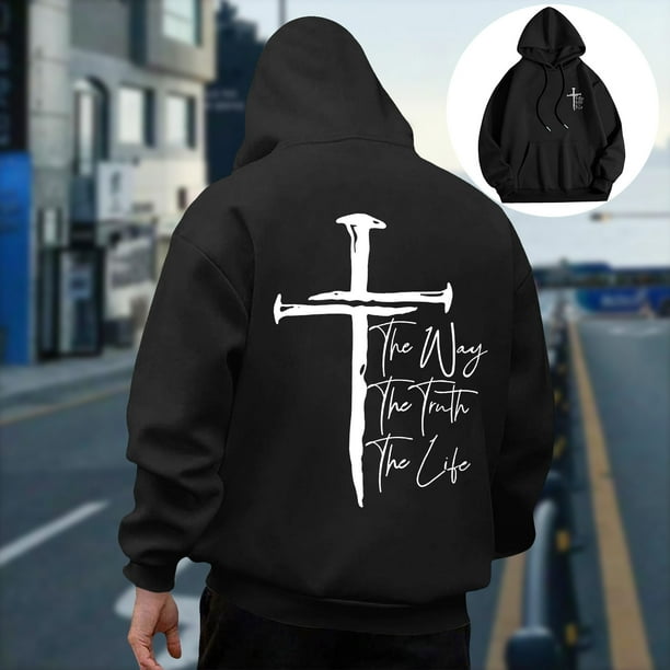 WILLBEST Sudaderas Deportivas para Hombre, Sudadera Informal con Capucha y Diseño Estampado De Dios para Hombre, Jersey De Manga Larga, Ropa Cómoda para Uso Diario Mediana