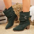 thumbnail image 2 of Pandaie Slouchy Ankle Boots for Womens Cowboy Pointed Toe Low Heel Buckle Strap Classic Cowgirl Fall Booties Size 6-9.5, 2 of 6