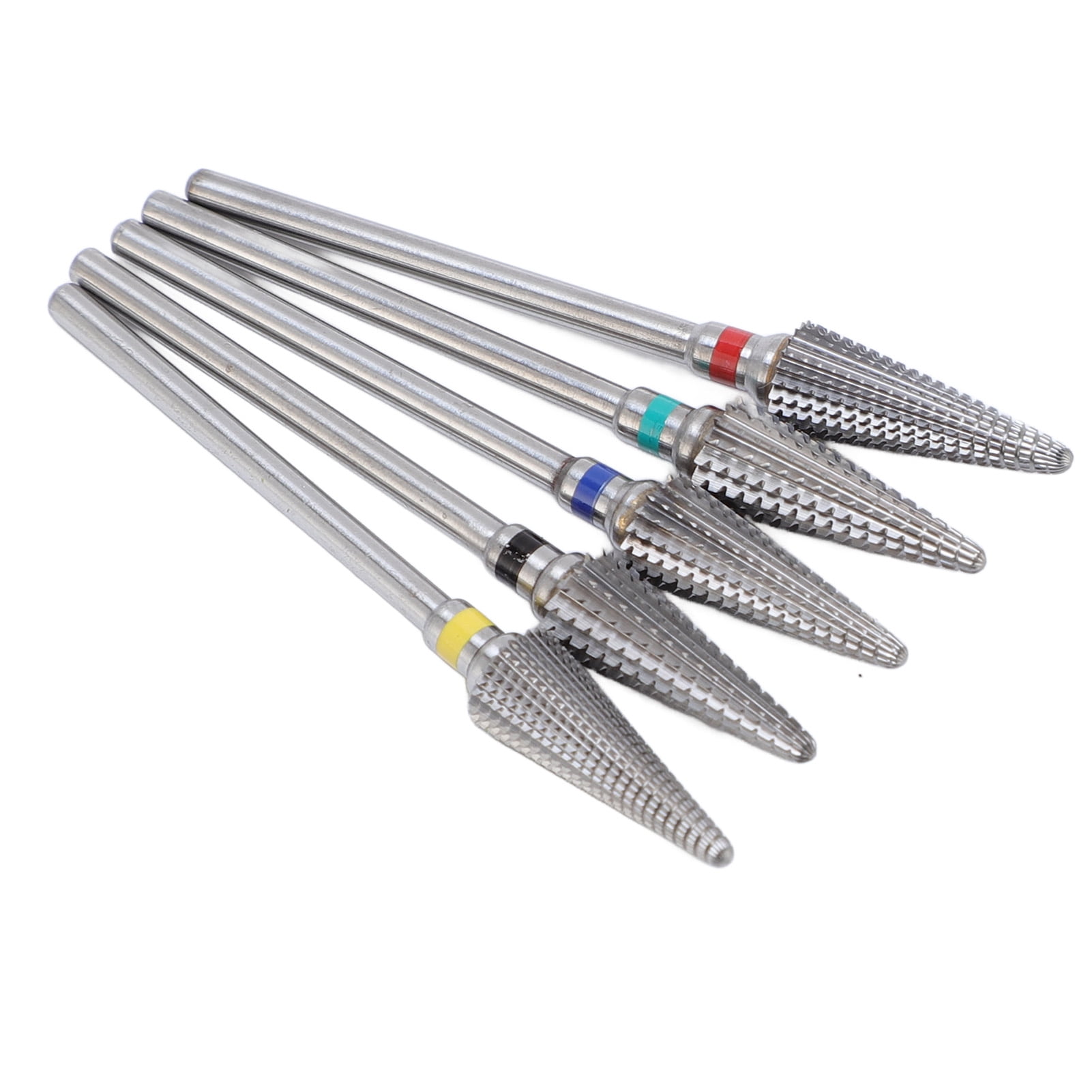 Suodoka 5 Pcs Tungsten Carbide Tapered Nib Nail Drill Bits Set, Professional Manicure Pedicure Polishing Electric File Accessories for Acrylic Gel Natural Nails, Low Vibration Salon Quality Tools
