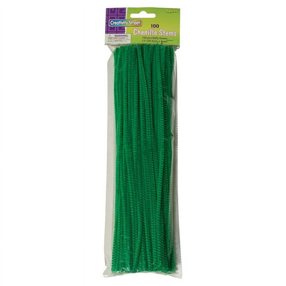Creativity Street Chenille Stems, Regular, Kelly Green 100/Pkg.