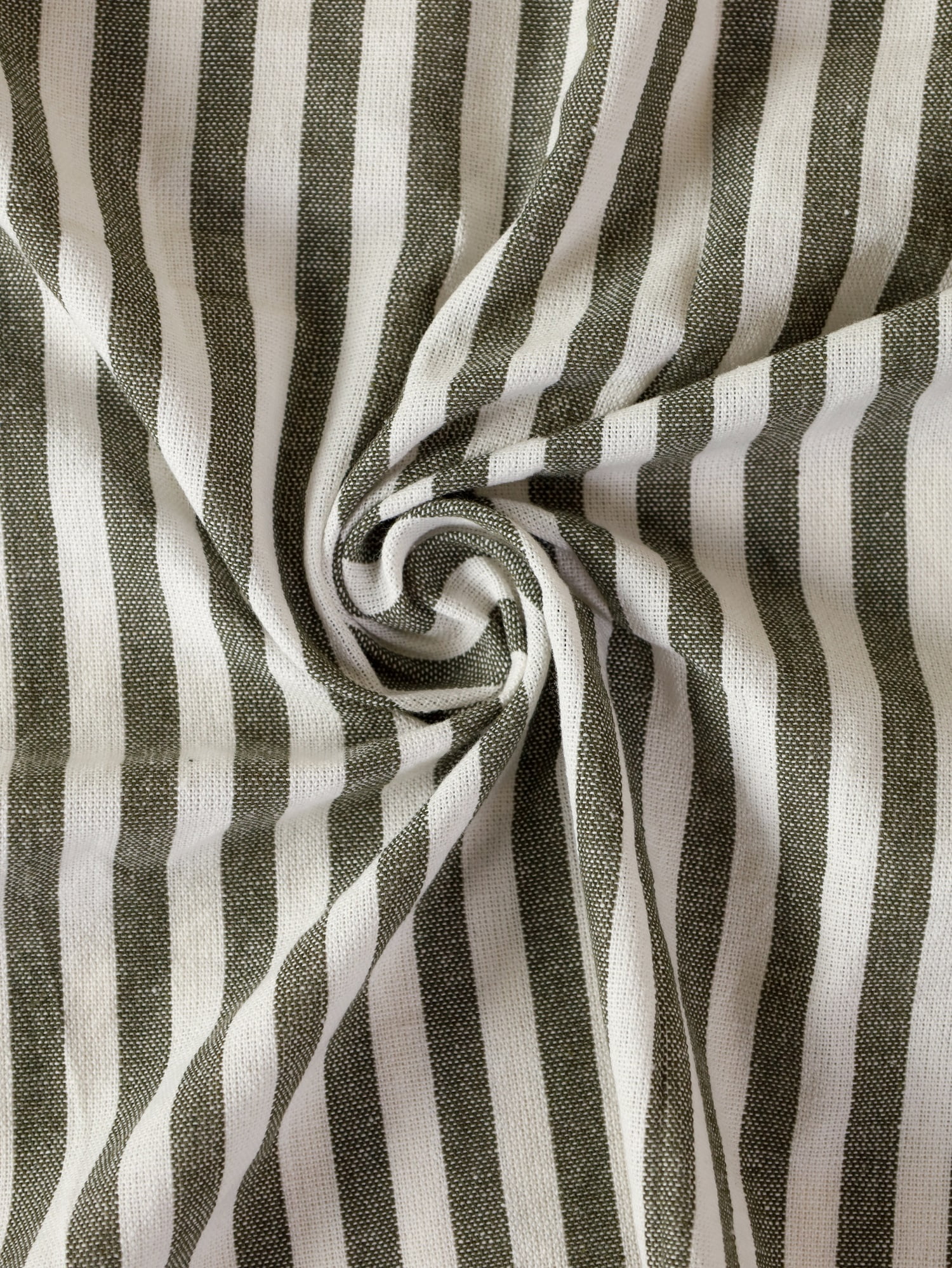 The Art Box Green Gauze Linen Curtains Striped Window Curtains Rod Pocket Panel Pair, 52" x 63"
