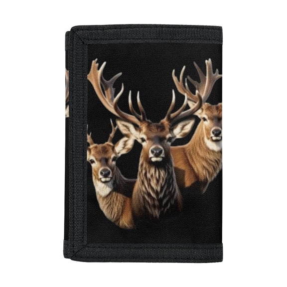 CHAQLIN Three Stags Trifold Pouch, Polyester Fabric Lightweight Youth Wallet for Outdoor Sports, Slim Small Kids Wallet Pouch