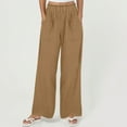 thumbnail image 6 of zbxnLI Womens Linen Pants Elastic High Waist Solid Color Loose Wide Leg Lounge Pants with Pockets, 6 of 9