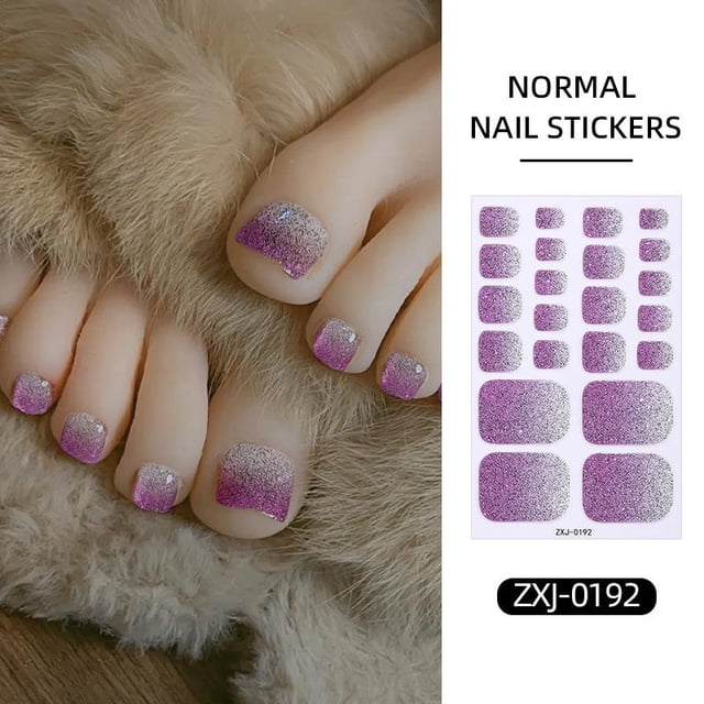 22pcs Solid Color Toe Nail Sticker Wraps, Full Cover Self-Adhesive Toenail Polish Strips for DIY Summer Foot Decals, Long-Lasting & Easy Apply