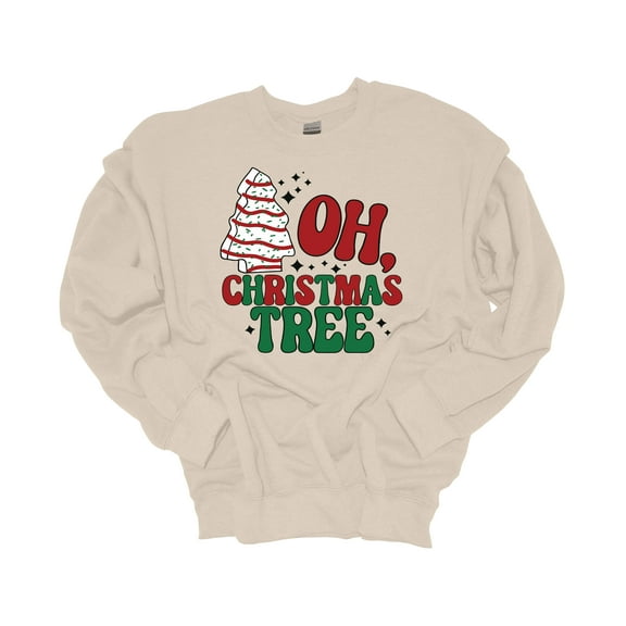 Womens Christmas Sweatshirt Oh Christmas Tree Retro Crewneck Sweatshirt-Sand-4xl