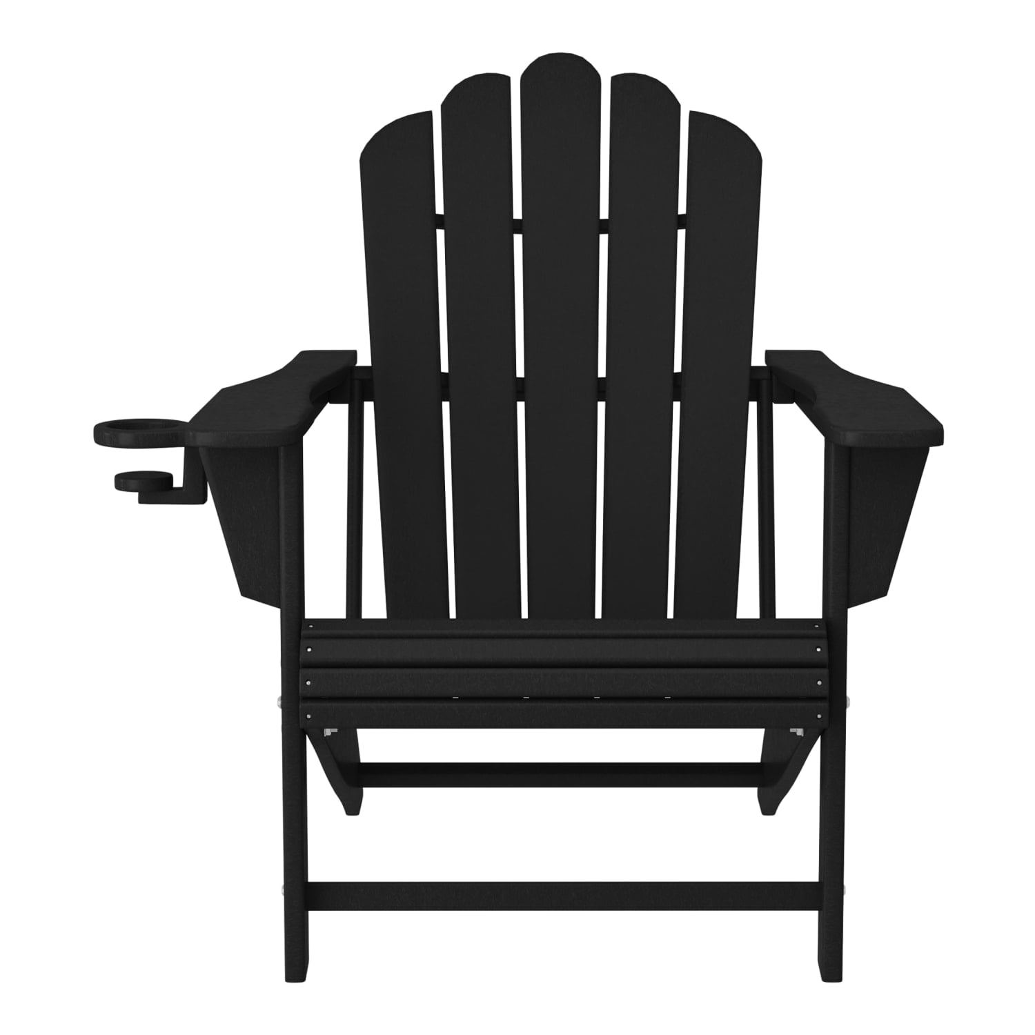 WestinTrends Highland Outdoor Patio HDPE Adirondack Chairs With Cup Holders (Set of 4), Black