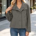 thumbnail image 6 of Tqcoqu Womens Fall Winter Cropped Jacket,Long Sleeve Lapel Button Front Casual Outer Coat, 6 of 7