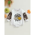 thumbnail image 2 of Newborn Baby Girls Sweatshirts Rompers Halloween Clothes Hello Pumpkin Season Print Leopard Long Sleeve Thanksgiving Fall Bodysuits, 2 of 9