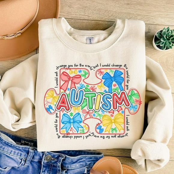 Autism Awareness Coquette Sweatshirt, Retro Autism Bow Sweatshirt, Autism Mama Sweatshirt, Autism Advocate Sweatshirt, Special Education, Neurodiversity Sweatshirt