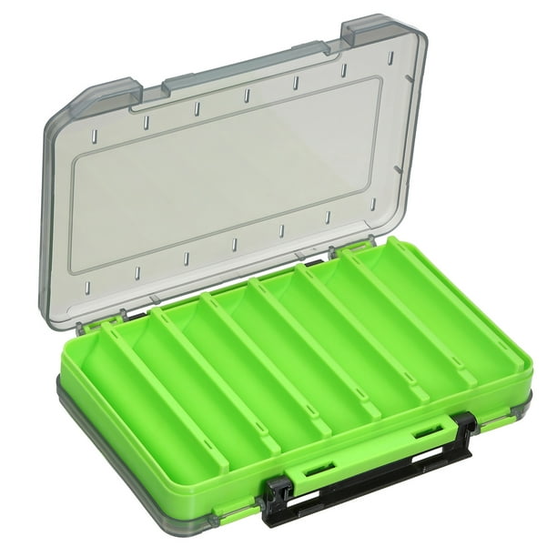 Two-Sided Plastic Box Fishing Lure Storage Container 14 Grids Fish