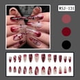 thumbnail image 2 of Tryvkinvive 24PCS Medium Almond Press On Nails,Nude Red Ombre Drip Crackle Rhinestone Fake Nails,Reusable Full Cover Glue On Nails for Women Gothic Halloween Party, 2 of 7