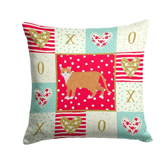 European Shorthair 1 Cat Love Fabric Decorative Pillow Red