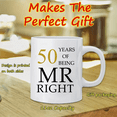 thumbnail image 5 of UCEI 50th Anniversary Mugs Set of 2 Mr Right Mrs Always Right Coffee Cups 11oz Ceramic, 5 of 7