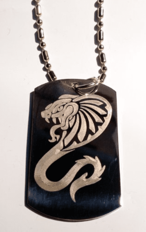 King Cobra Venom Tribal Snake Serpent Tattoo Logo Symbols - Military Dog  Tag Luggage Tag Key Chain Metal Chain Necklace 
