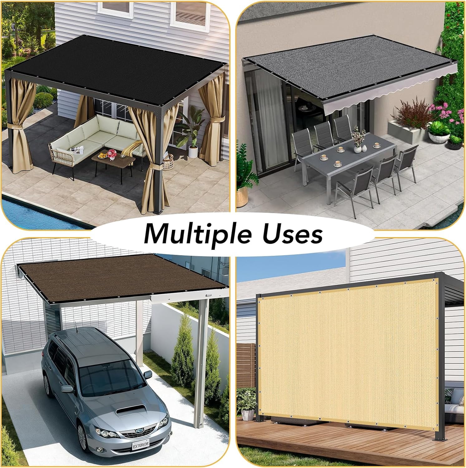 Shade&Beyond 90% Sun Shade Cloth 12'x16'Outdoor Pergola Shade Cover Canopy with Grommets UV Block Privacy Screen for Patio, Backyards, Outdoor, Carport, Garden,Light Gray