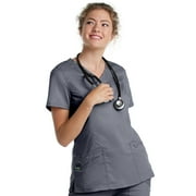 Landau ProFlex Tailored Fit Stretch 3-Pocket Mock Wrap Scrub Top for Women 4161