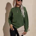 thumbnail image 3 of Suéter de cuello redondo anudado de color verde liso de manga larga para mujer para citas, trabajo y compras, talla M, 3 of 8
