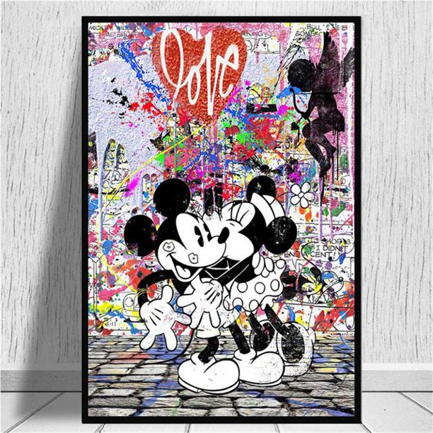 Disney Art Luxury Mickey Mouse and Donald Duck Fashion Canvas Prints Cartoon Pictures on Home Decor Wall Art Painting Posters90x130cm Unframed Gao Jinjia LED