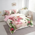 thumbnail image 3 of Manfei Western Christmas Snowman 7pcs Bedding Comforter Set,Pink Berry Green Leaves Queen Bedding Sets,Happy New Year Queen Sheet Sets For Teens,Super Cozy Room Decor Reversible, 3 of 8
