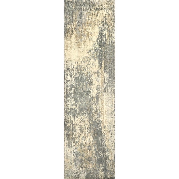 Alora Decor Euphoria 2'6" x 8' Floral Distress Beige/Gray/Rust/Blue Hybrid Rug