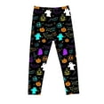 thumbnail image 2 of Odeerbi Kids Girls Leggings Halloween Ghost Print Stretchy Tights Pants 3-8 Years Kids Soft Comfortable Ankle Length Printed Leggings Black, 2 of 5
