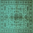 thumbnail image 1 of Ahgly Company Machine Washable Indoor Square Oriental Turquoise Blue Traditional Area Rugs, 5' Square, 1 of 4