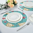 thumbnail image 2 of WOBOGO Adorable Teddy Bears Heart Pattern Round Placemats Set of 4 Heat Resistant Washable Kitchen Table Decorations 15.4in, 2 of 7