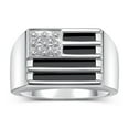 thumbnail image 1 of RYLOS Men's Rings Sterling Silver USA Flag Designer Ring With Diamonds and Black Onyx Rings For Men Designer Patriotic Jewelry Size 13, 1 of 5