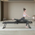 thumbnail image 3 of Foldable Pilates Reformer Machine - Professional Home Gym Equipment with Adjustable Springs & Footbar, 120kg Capacity (Black,77.56"), 3 of 17