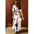 thumbnail image 1 of ABPHQTO Conjunto de top corto con estampado tropical y pantalones acampanados de pierna ancha para mujer, 1 of 5