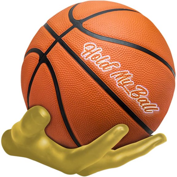 Hold My Ball Basketball Holders – Gold Large Hand Wall Mount Displays for Ball Storage & Memorabilia - Ball Storage Rack for Basketball, Soccer or Volleyballs