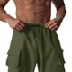 thumbnail image 4 of Pantalones de trabajo para hombre, de color liso, con cordón, cintura elástica y múltiples bolsillos, 4 of 5