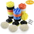 thumbnail image 1 of Esponja para pulir automóviles, kit de esponja para pulir con adaptador de broca M10, juego de 25 almohadillas para pulir, almohadillas de cera de lana para pulidora, 1 of 6