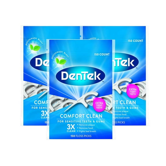 DenTek Comfort Clean Floss Picks, Silky Comfort Floss, 150 Count, (3 Pack)