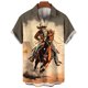 thumbnail image 4 of Camisa vaquera occidental para hombre, con estampado 3D, estilo hawaiano, informal, de manga corta, con solapa, ropa de calle, camisas vintage, 4 of 5