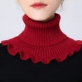 thumbnail image 6 of New Winter Knitted Warm Neckerchief for Women Solid Color Ruffle Scarf Soft Outdoor Knitting Warmer Neck Collar Pullover Scarves (Pink), 6 of 6