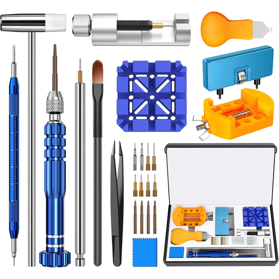 Oiduwi Watch Repair Kit, Watch Press Tool Set, Watch Battery Replacement Tool Kit, Watch Link Removal Kit, Watch Case Opener, Watch Band Replacement Tool, Watch Repair Screwdriver, Tweezers