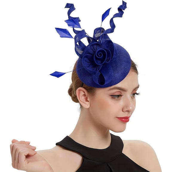 Kukuzhu Fascinator Tea Party Hat,Floral Feather Hats for Women Wedding Cocktail Tea Party Cocktail Headband Hair Clip
