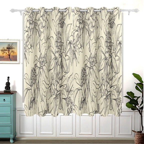 Delicate Leaves Thermal Blackout Curtains 63x55 Inch 2 Panels Grommet Window Drapes for Bedroom Living Room