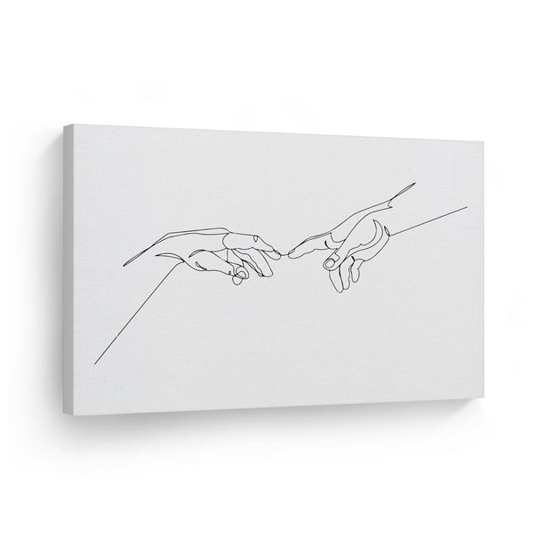 Smile Art Design Black And White One Line Minimalism Art Creation Of Adam Drawing Hand Of