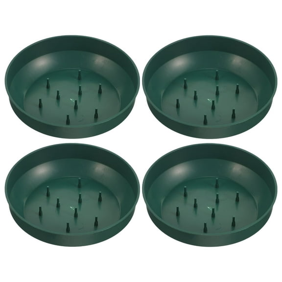 BRIGHTFUFU 4Pcs Floral Trays for Flower Arrangement Round Plastic Classic Design Green