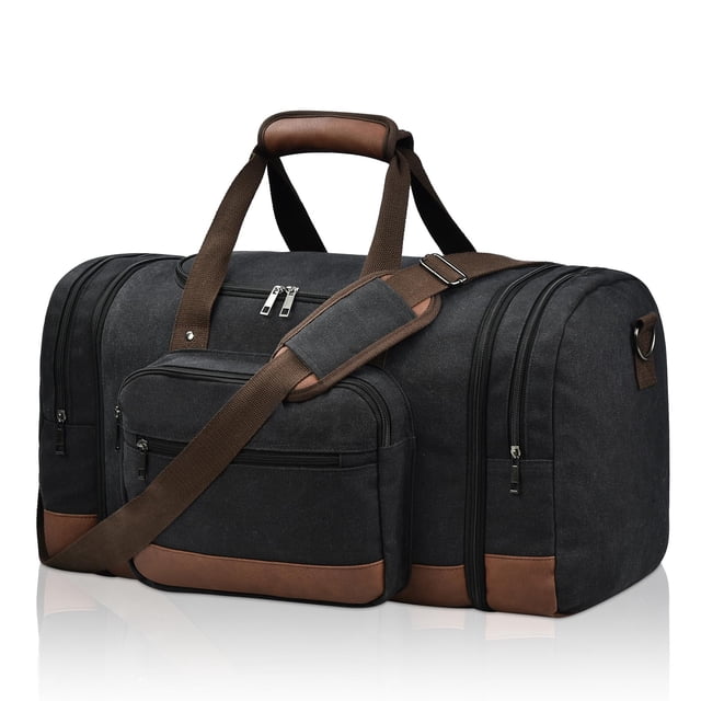 Bolsa de lona Litvyak, 50 litros, de lona, para viajes y gimnasio, color negro