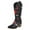 Black, variant on Rokment Flower Wide Calf Cowboy Boots for Women 2025 Fall Winter Fashion Embroidered Knee High Western Cowgirl Tall Boots Black Size 6