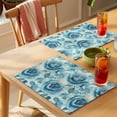 thumbnail image 4 of Blue Rose Placemats Set of 6, Spring Romantic Flower Floral Leaf Plant Watercolor Non-Slip Place Mats Washable Table Mats for Kitchen Dining Table Decorations Indoor/Outdoor, 4 of 9