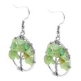 thumbnail image 4 of Pendientes colgantes vintage JanHm con piedras preciosas árbol de la vida joyería verde, 4 of 4