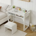 thumbnail image 3 of Yiwa Wooden Writing Desk Set, Study Table with Chair, Large Cloth Storage Drawers & Built-In Pen Holder, 3 of 7