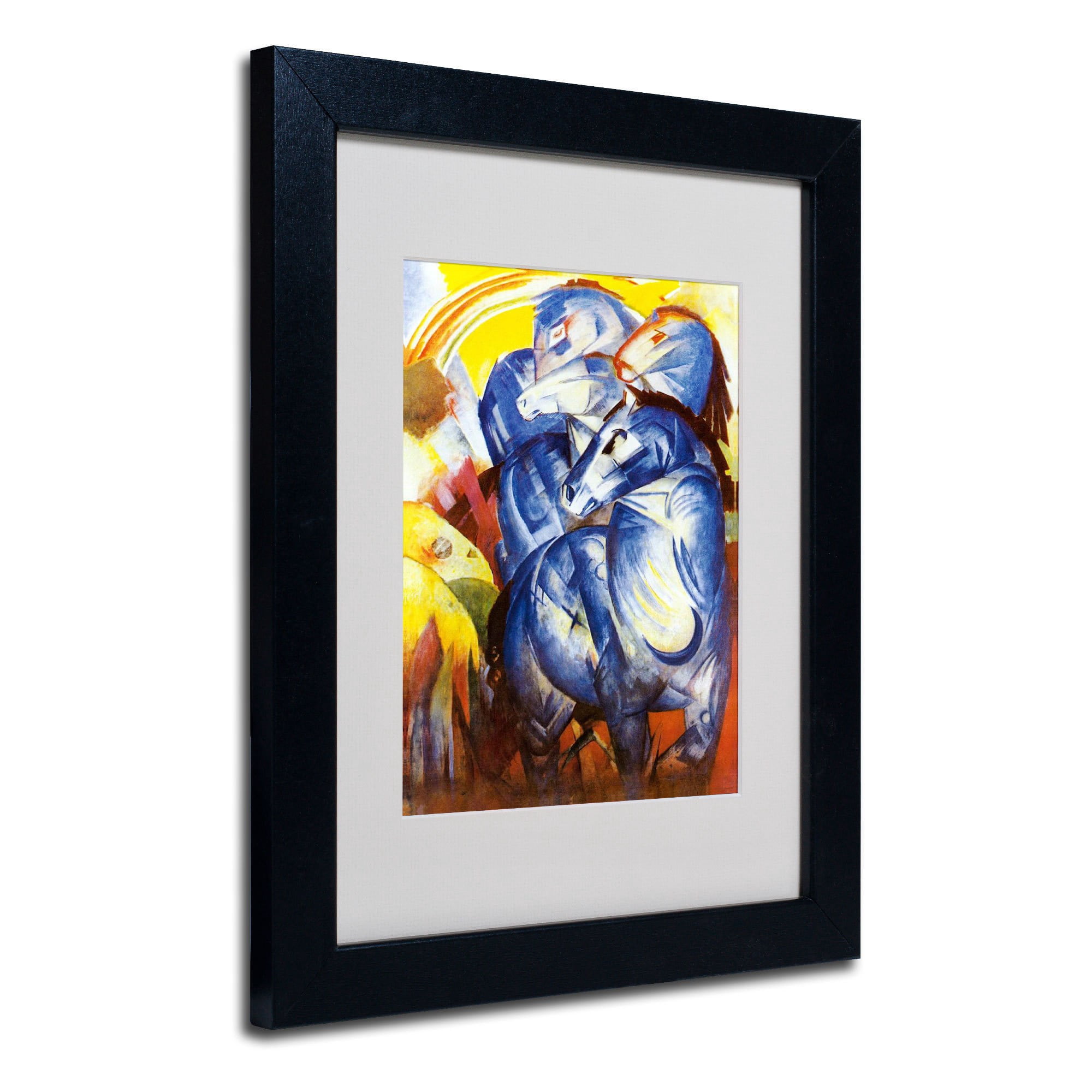 "A Tower of Blue Horses, 1913" Matted Framed Art by Franz Marc, Black Frame