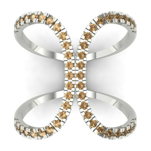 Statement Engagement Ring for Women - 0.5ct Simulated Champagne Diamond in 14K White Gold Promise Ring